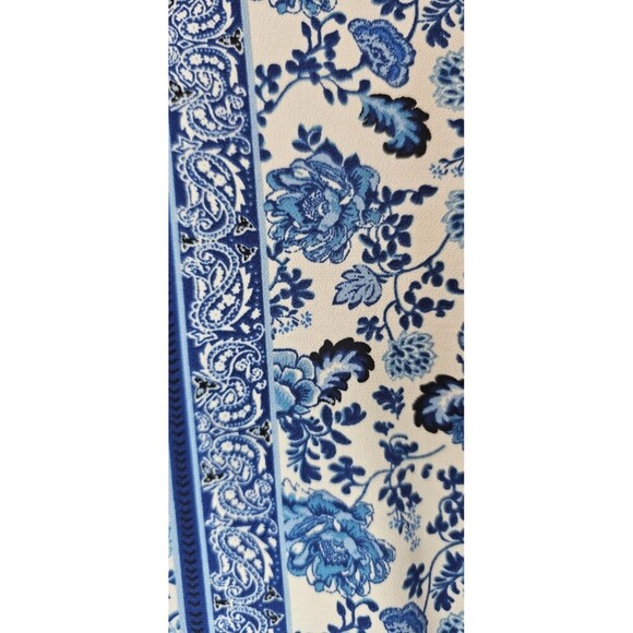 Divided By H&M Floral Boho Hippie Flare Blue White Pants Size Medium - Picture 2 of 12